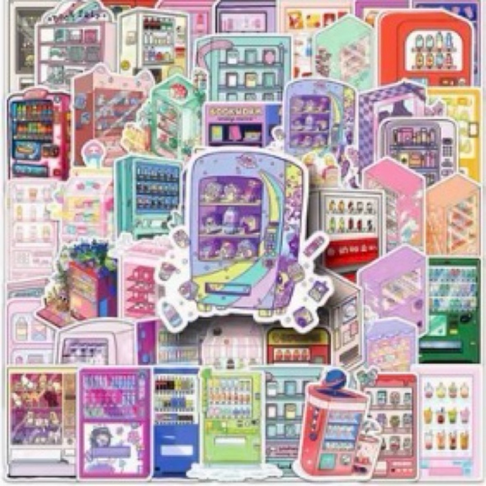 50 Kawaii Vending Machine Stickers